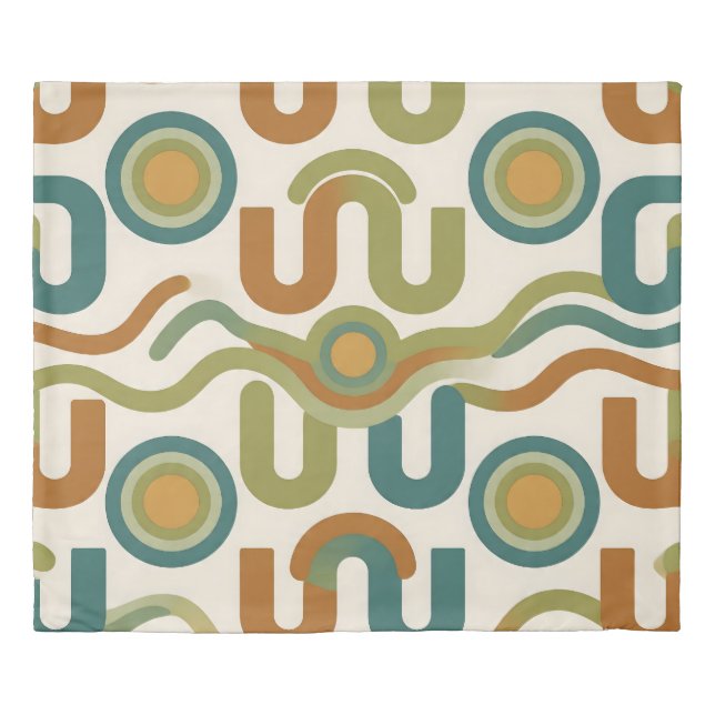 Mid-Century Retro Geometric Pattern Duvet Cover (Front)