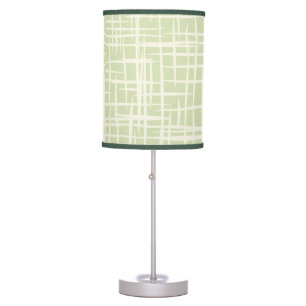 mid century retro green cream pattern table lamp 2
