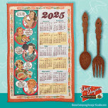 Mid-Century Retro Housewife Calendar Towel 2025<br><div class="desc">Mid-Century Retro Housewife Calendar Towel 2025 will keep you in snappy retorts all year long. Retro women with wise sayings that you may have heard before (thanks Mom!) with vintage kitchen icons decorating the border of this great kitchen towel. Display in your kitchen on a dowel, or just hang over...</div>