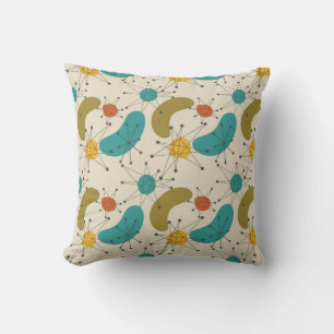 Mid century retro modern patterned number 3 throw pillow