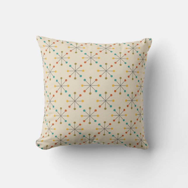 Mid century retro modern patterned  number 7 throw pillow (Front)