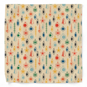 Mid Century Retro Pattern with Christmas Tree Toys Bandana