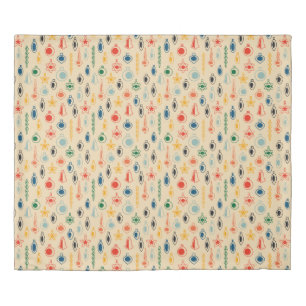 Mid Century Retro Pattern with Christmas Tree Toys Duvet Cover