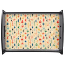 Mid Century Retro Pattern with Christmas Tree Toys