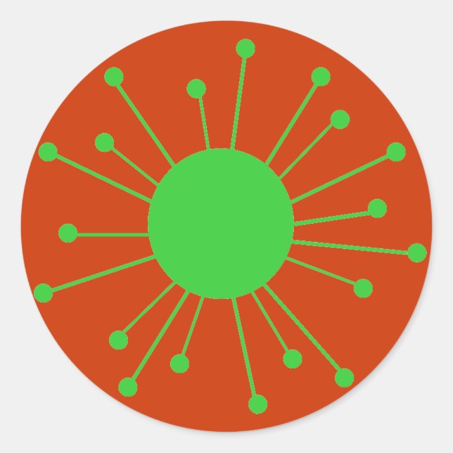 Mid Century Retro Starburst Classic Round Sticker (Front)