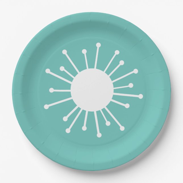 Mid Century Retro Starburst Paper Plates (Front)