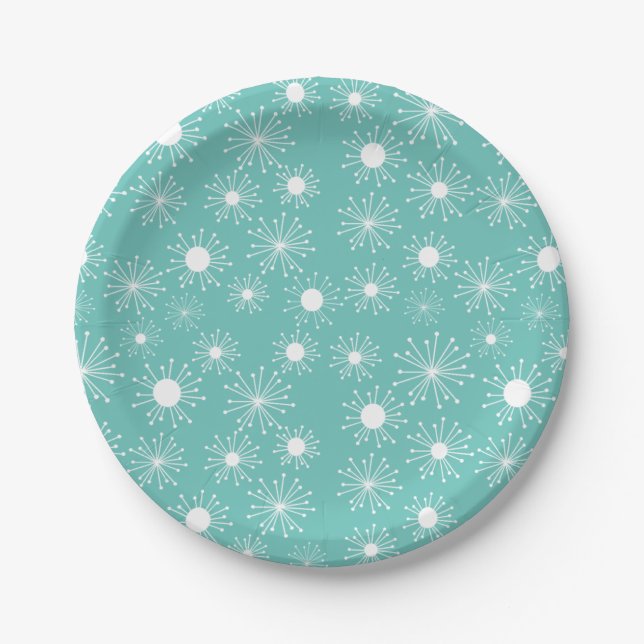 Mid Century Retro Starburst Paper Plates (Front)