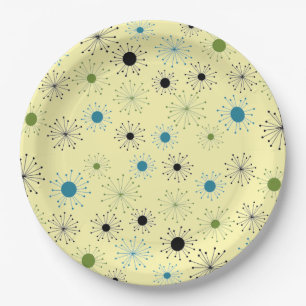 Mid Century Retro Starburst Paper Plates