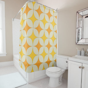 Mid Century Retro Starbursts in Orange and Yellow  Shower Curtain