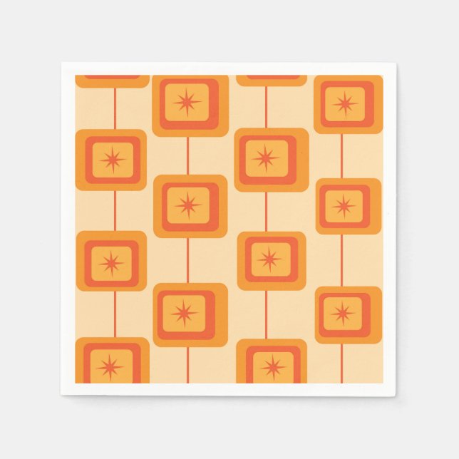 Mid Century Retro Starbursts on Abstract Squares  Napkins (Front)