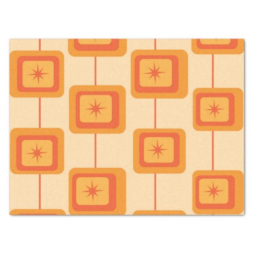 Mid Century Retro Starbursts on Abstract Squares  Tissue Paper