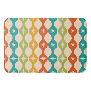 Mid Century Retro Starbursts on ogee pattern Bath Mat