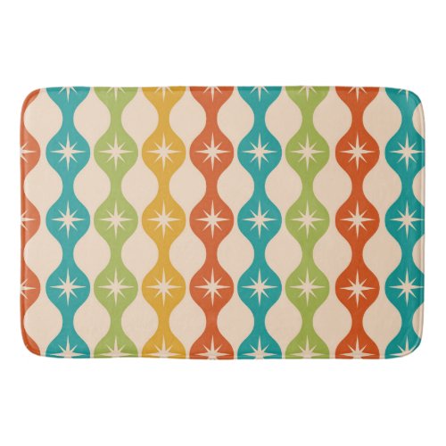 Mid Century Retro Starbursts on ogee pattern     Bath Mat