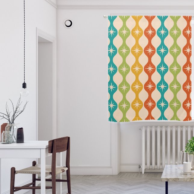 Mid Century Retro Starbursts on ogee pattern     Blackout Curtains (Living Room)