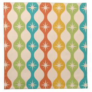 Mid Century Retro Starbursts on ogee pattern Cloth Napkin