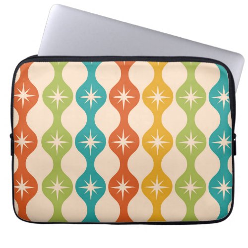 Mid Century Retro Starbursts on ogee pattern   Laptop Sleeve