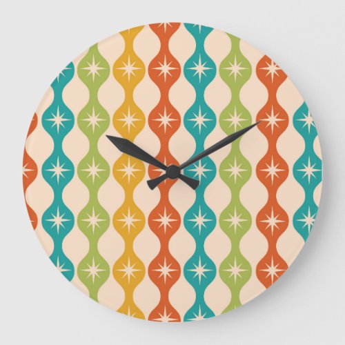 Mid Century Retro Starbursts on ogee pattern     Large Clock