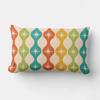 Mid Century Retro Starbursts on ogee pattern  Lumbar Pillow