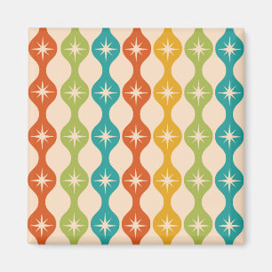 Mid Century Retro Starbursts on ogee pattern Magnet