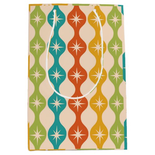 Mid Century Retro Starbursts on ogee pattern   Medium Gift Bag