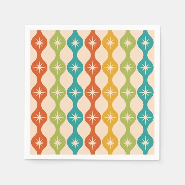 Mid Century Retro Starbursts on ogee pattern    Napkins (Front)
