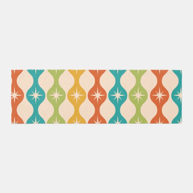 Mid Century Retro Starbursts on ogee pattern     Outdoor Rug (Front)