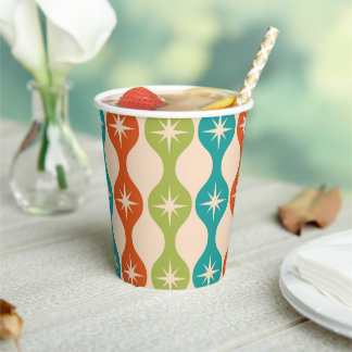 Mid Century Retro Starbursts on ogee pattern  Paper Cups