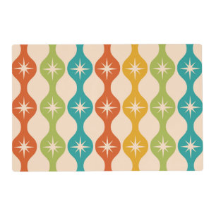 Mid Century Retro Starbursts on ogee pattern Placemat