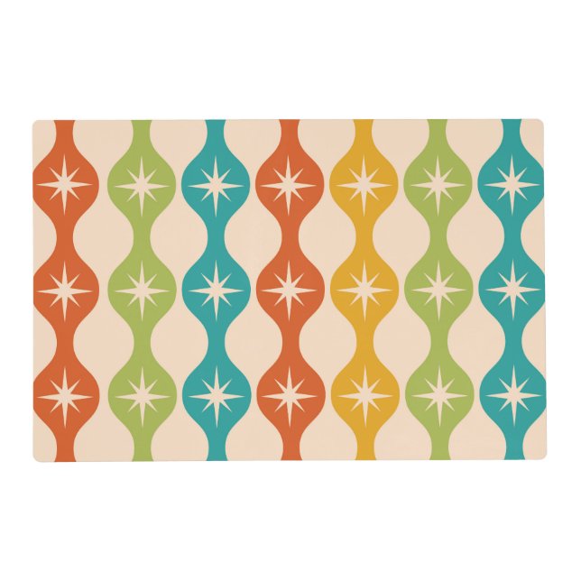 Mid Century Retro Starbursts on ogee pattern  Placemat (Front)