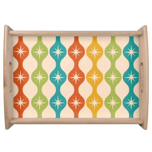 Mid Century Retro Starbursts on ogee pattern   Serving Tray (Front)