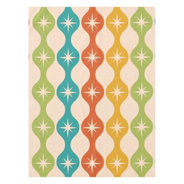 Mid Century Retro Starbursts on ogee pattern    Tablecloth (Front)