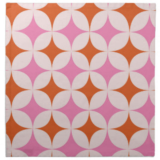Mid Century Retro Starbursts Pattern Orange Pink Cloth Napkin