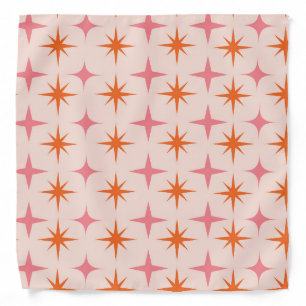 Mid Century Retro Starbursts Pattern Pink Orange Bandana