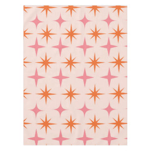 Mid Century Retro Starbursts Pattern Pink Orange  Tablecloth