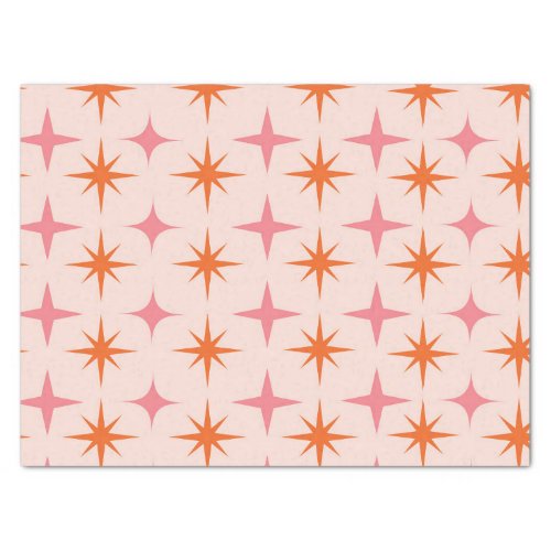 Mid Century Retro Starbursts Pattern Pink Orange  Tissue Paper