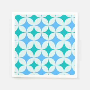 Mid Century Retro Starbursts Pattern Teal Blue Napkins