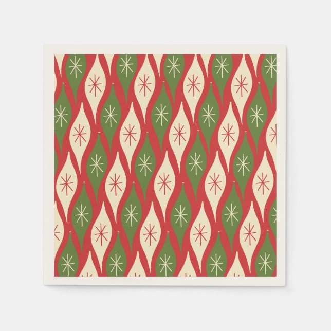 Mid-Century Retro Vintage Christmas Ornaments Napkins (Front)