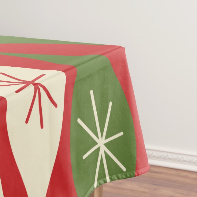 Mid-Century Retro Vintage Christmas Ornaments Tablecloth (In Situ)