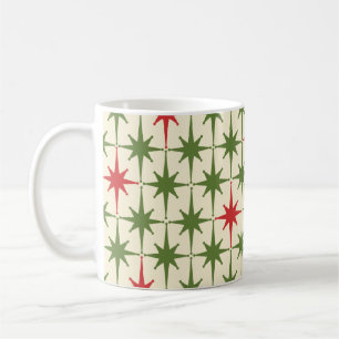 Mid-century Retro Vintage Christmas Stars Pattern Coffee Mug