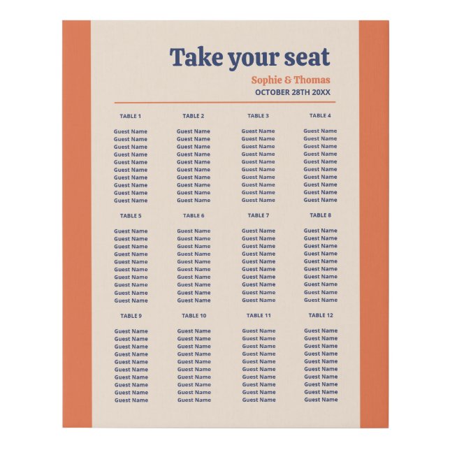 Mid Century Retro Wedding Faux Canvas Print (Front)