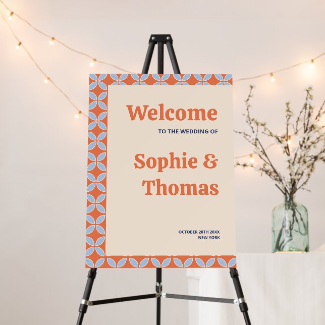 Mid Century Retro Wedding Foam Board (In Situ (Stand))