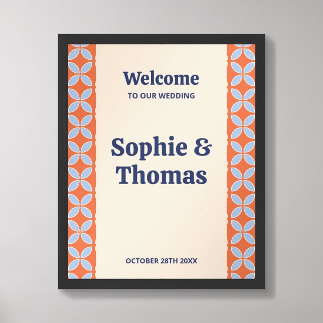 Mid Century Retro Wedding Framed Art (Framed Front)