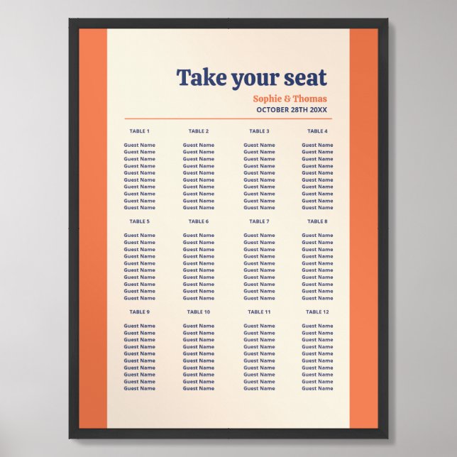 Mid Century Retro Wedding Framed Art (Framed Front)