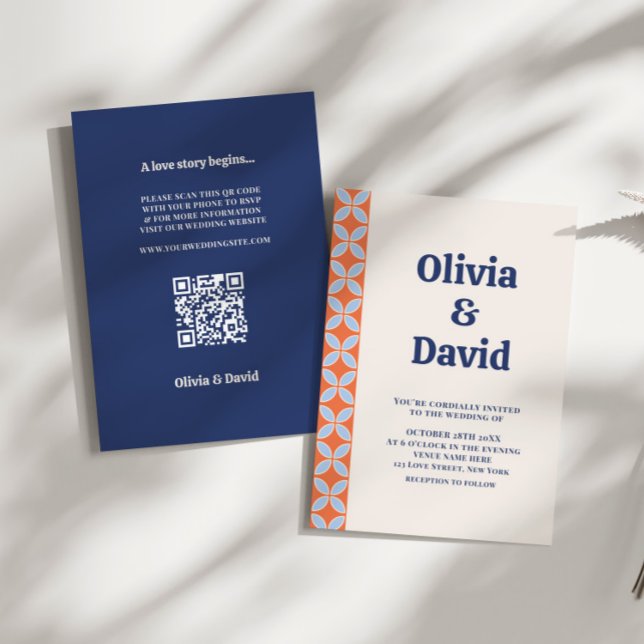 Mid Century Retro Wedding Invitation (Budget Retro Mid Century Modern Wedding Invitation)