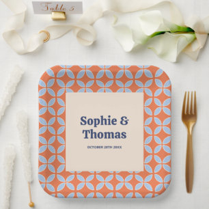 Mid Century Retro Wedding Paper Plates