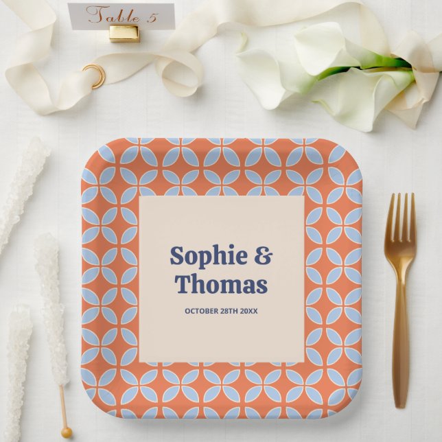 Mid Century Retro Wedding Paper Plates (Wedding)