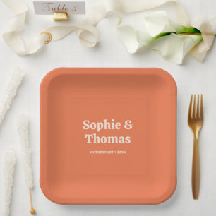 Mid Century Retro Wedding Paper Plates