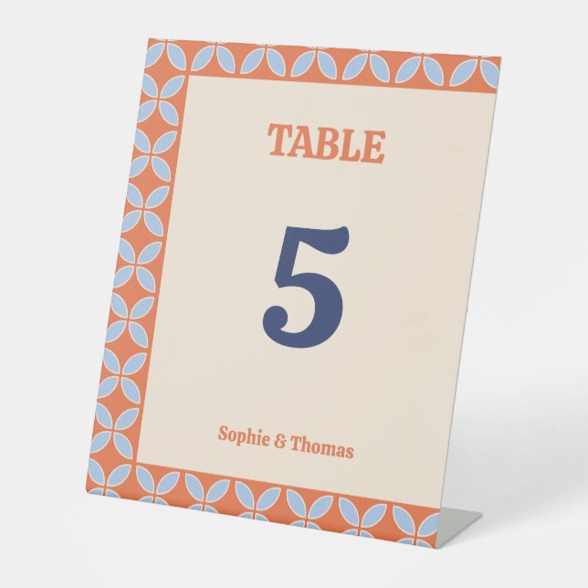 Mid Century Retro Wedding Pedestal Sign (Front)