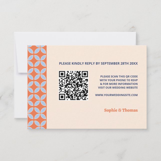 Mid Century Retro Wedding RSVP Card (Front)