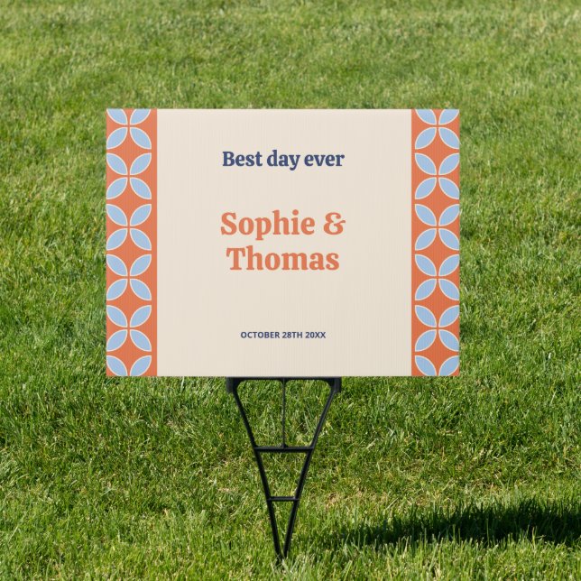 Mid Century Retro Wedding Sign (Insitu)